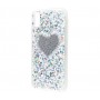 Чехол для iPhone X Diamond Hearts серый