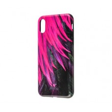 Чехол для iPhone X Glossy Feathers розовый