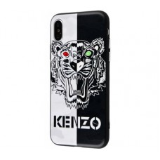 Чехол Glass Case для iPhone Kenzo Черно-белый тигр