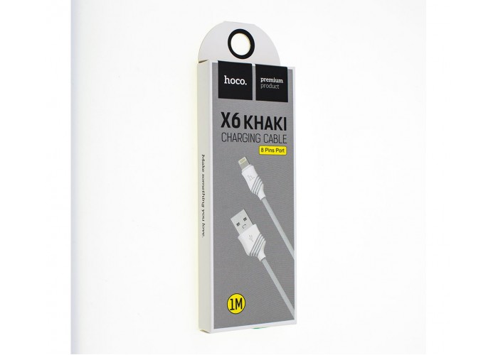 Кабель Hoco X6 Khaki Lightning Charging Cable (1м) белый