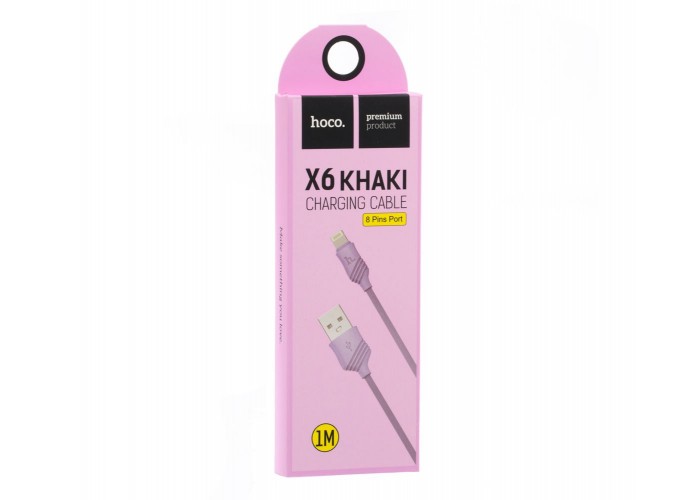 Кабель Hoco X6 Khaki Lightning Charging Cable (1м) фиолетовый