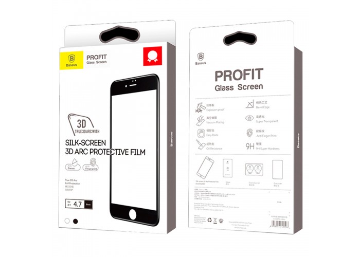 Защитное стекло Baseus 3D Arc Protective Film для iPhone 6/6s черное