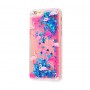 Чехол для iPhone 6/6s блестки вода New розово-синий фламинго