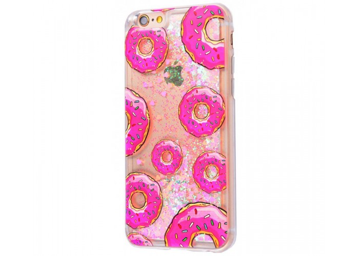 Чехол для iPhone 6/6s блестки вода New светло-розовый пончик