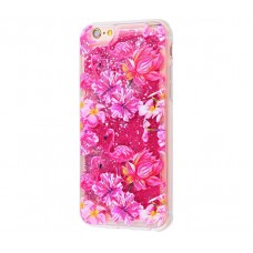 Чехол для iPhone 6/6s блестки вода New розовый фламинго