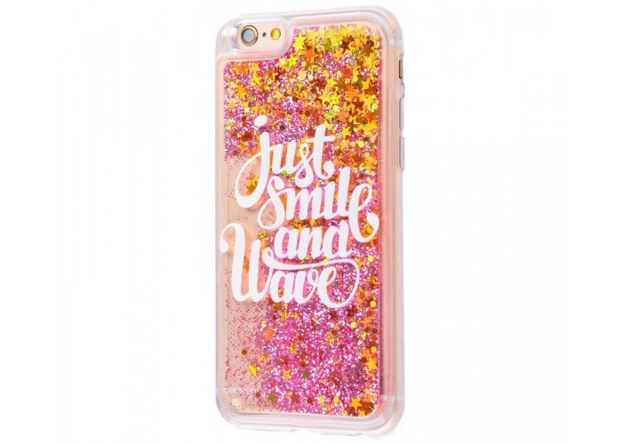 Чехол для iPhone 6/6s блестки вода New розовый Just Smile