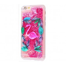 Чехол для iPhone 6/6s блестки вода New ярко-розовый фламинго