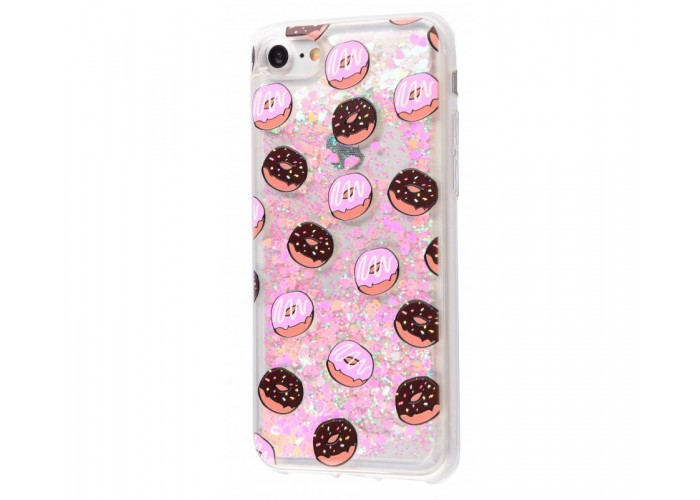 Чехол для iPhone 7/8 блестки вода New пончики