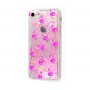 Чехол для iPhone 7/8 блестки вода New фламинго