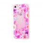 Чехол для iPhone 7/8 блестки вода New светло-розовый цветы