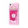 Чехол для iPhone 7/8 блестки вода New розовый Ice Cream Coffee