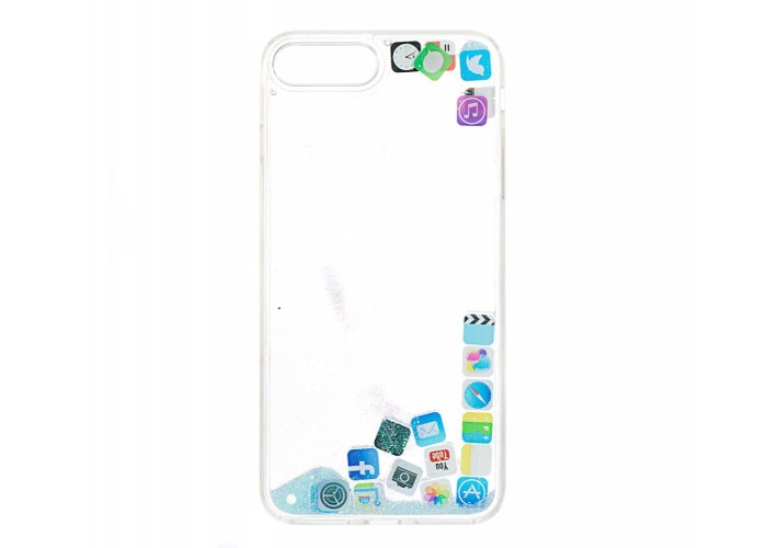 Чехол для iPhone 7 Plus/8 Plus блестки вода песок голубой