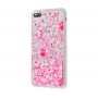 Чехол для iPhone 7 Plus/8 Plus блестки вода New розовый цветы