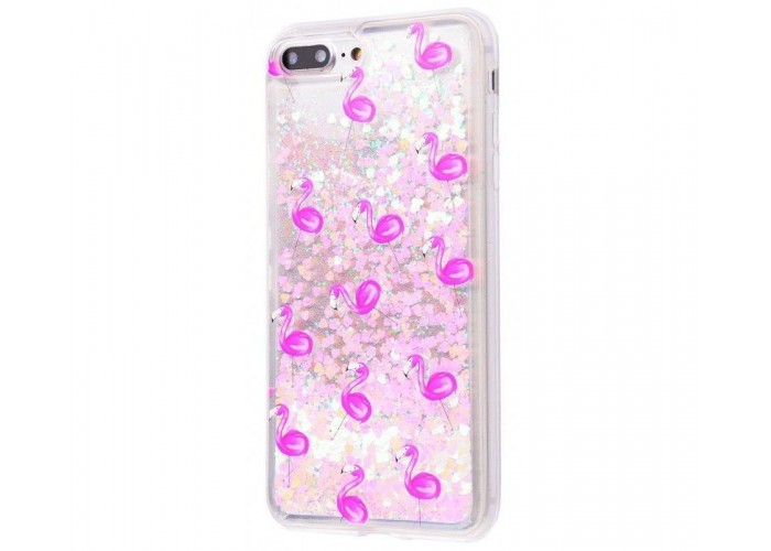 Чехол для iPhone 7 Plus/8 Plus блестки вода New светло-розовый фламинго