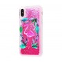 Чехол для iPhone X / Xs блестки вода New ярко-розовый фламинго