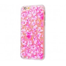 Чехол для iPhone 6 Plus/6s Plus блестки вода New розовый цветы