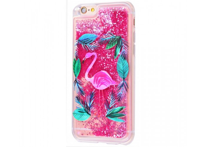 Чехол для iPhone 6 Plus/6s Plus блестки вода New ярко-розовый фламинго