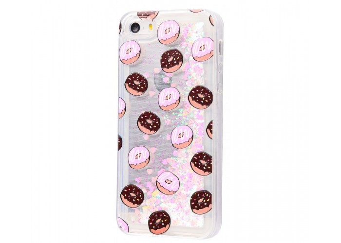 Чехол для iPhone 5/5s/SE блестки вода New пончики