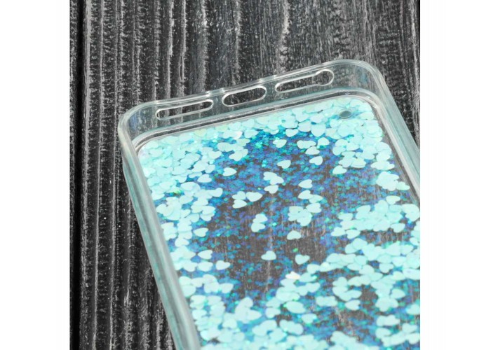 Чехол для iPhone 5/5s/SE блестки вода голубой