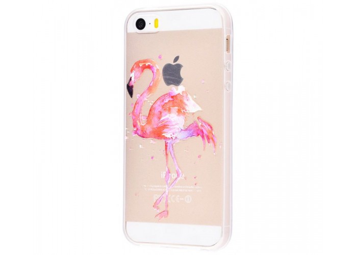 Чехол для iPhone 5/5s/SE фламинго маслом