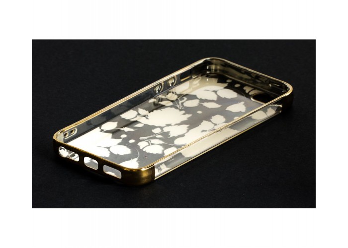 Чехол для iPhone 5/5s/SE с золотистыми бортами Roses