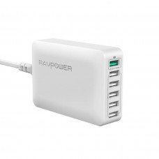 Зарядное устройство RAVPower Qualcomm Quick Charge 3.0 60W 12A 6-Port USB Charging Station with iSmart Technology, White RP-PC029WH