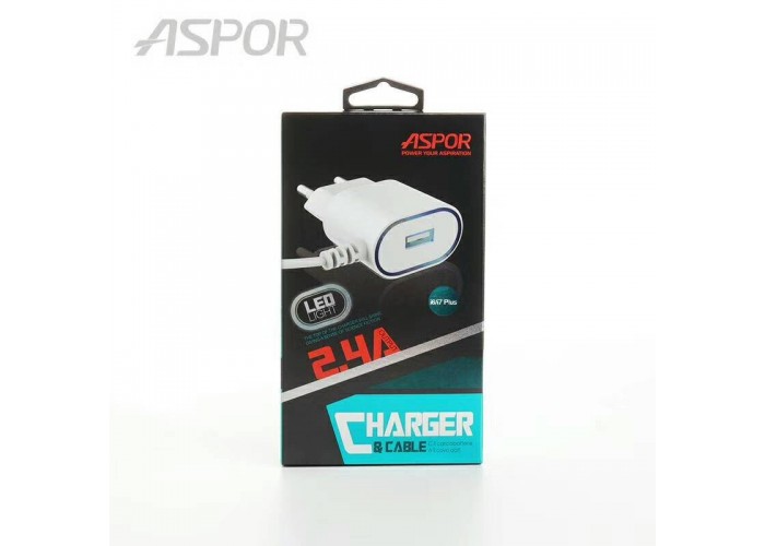 Зарядное устройство Aspor 2,4A USB LED