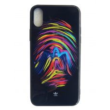 Чехол Glass Case для iPhone с цветным логотипом Adidas
