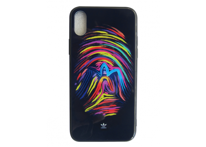 Чехол Glass Case для iPhone с цветным логотипом Adidas
