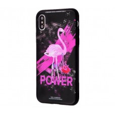Чехол для iPhone X White Knight Pictures Glass фламинго power