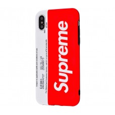 Чехол для iPhone X / Xs IMD " supreme бело-красный "