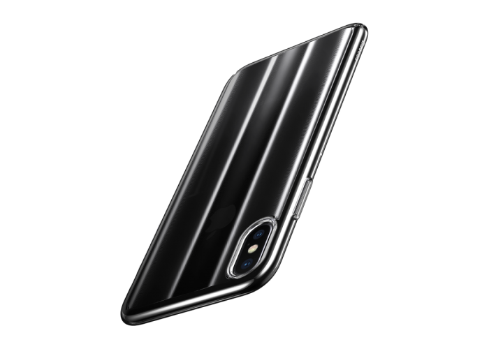 Розово - Прозрачный пластиковый чехол Baseus Aurora Case для iPhone Xs Max
