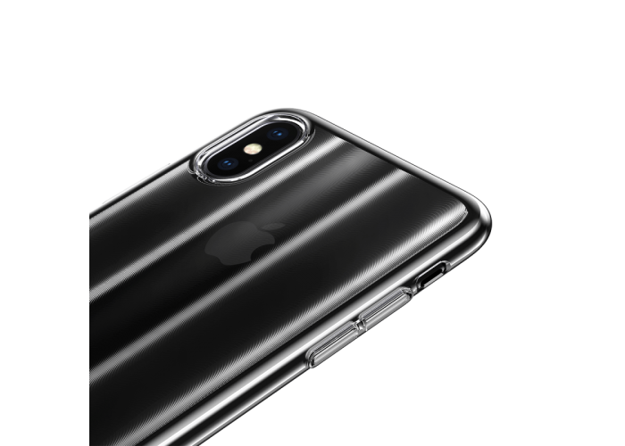 Розово - Прозрачный пластиковый чехол Baseus Aurora Case для iPhone Xs Max