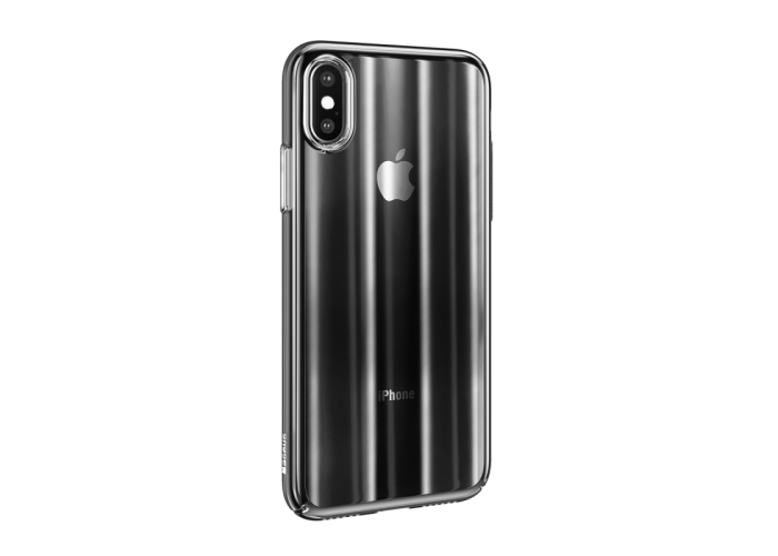 Розово - Прозрачный пластиковый чехол Baseus Aurora Case для iPhone Xs Max