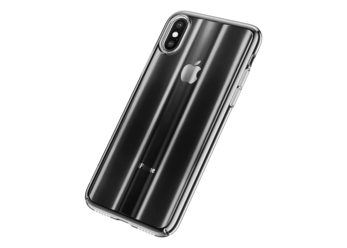 Розово - Прозрачный пластиковый чехол Baseus Aurora Case для iPhone Xs Max