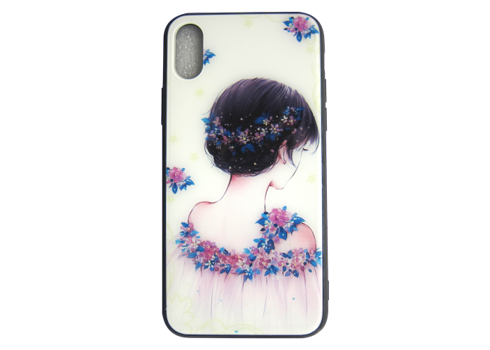 Чехол Glass Case для iPhone Flower Girl