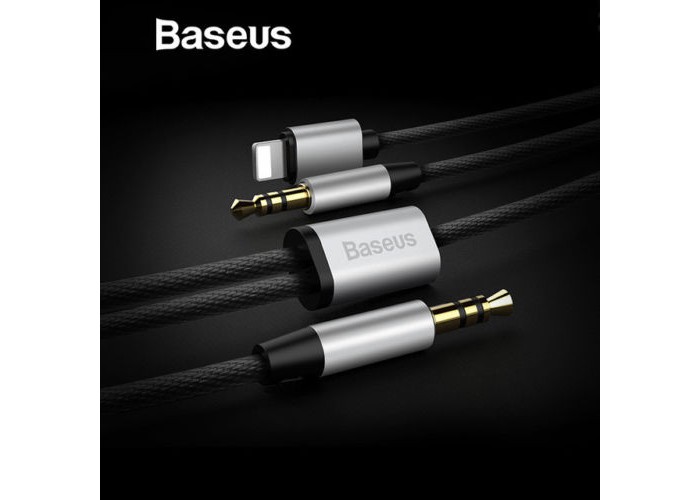 Aux Adapter For iPhone Baseus 2IN1 Audio Cable 8pin 3.5mm Jack Speaker Красный