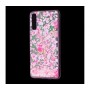 Чехол для Samsung Galaxy A50 блестки вода "Розовые цветы"