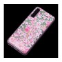 Чехол для Samsung Galaxy A50 блестки вода "Розовые цветы"