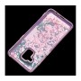 Чехол для Samsung Galaxy A8 2018 блестки вода "Розовые цветы"