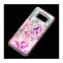 Чехол для Samsung Galaxy S8 блестки вода "Фиолетовые цветы"