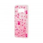 Чехол для Samsung Galaxy S8 блестки вода "Розовые цветы"