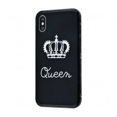 Чехол для iPhone X / Xs HQ Glass "Королева и корона" Черный