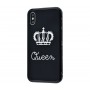 Чехол для iPhone X / Xs HQ Glass "Королева и корона" Черный