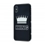 Чехол для iPhone X / Xs HQ Glass "Король" Черный