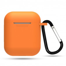 Тонкий силиконовый чехол с карабином для AirPods Orange