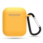 Тонкий силиконовый чехол с карабином для AirPods Yellow