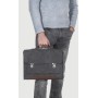 Портфель-сумка Gmakin GS14-13.3 (Macbook Pro 13.3") Черный с металическими застежками с коричневой кожей