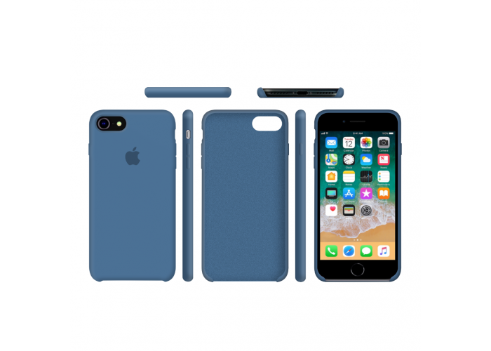 Силиконовый чехол Apple Silicone Case Denim Blue для iPhone 7/8 (копия)