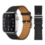 Кожаный ремешок Apple watch 42/44mm Hermès New Leather Black (копия)